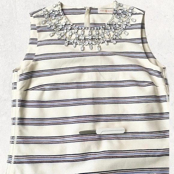 TORY BURCH KAYLIN Stripe Embellished Dress Size 2 - Picture 16 of 17